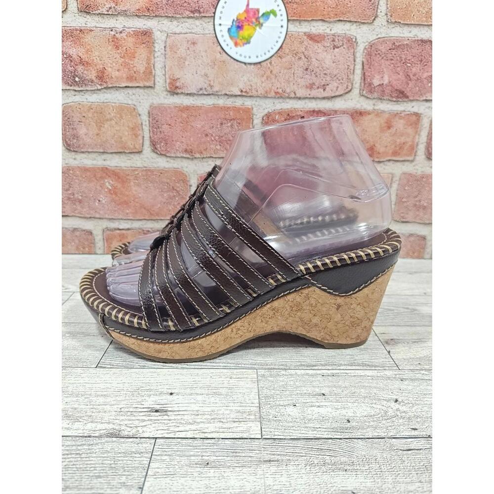 American Eagle Brown Strappy Cork Wedge Sandals Women's Size 7 Gum Soles